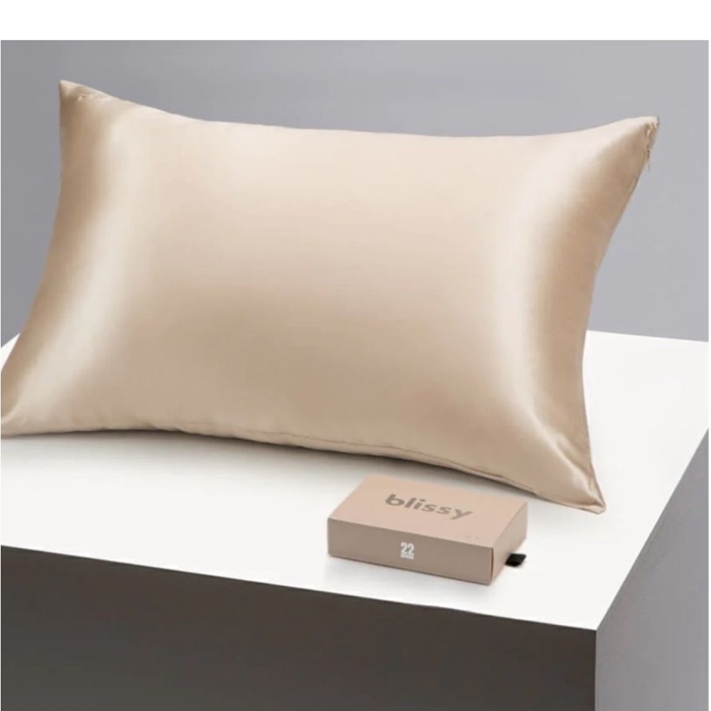 Bliss 100 % Mulberry Silk Pillowcases in Soft Champagne.